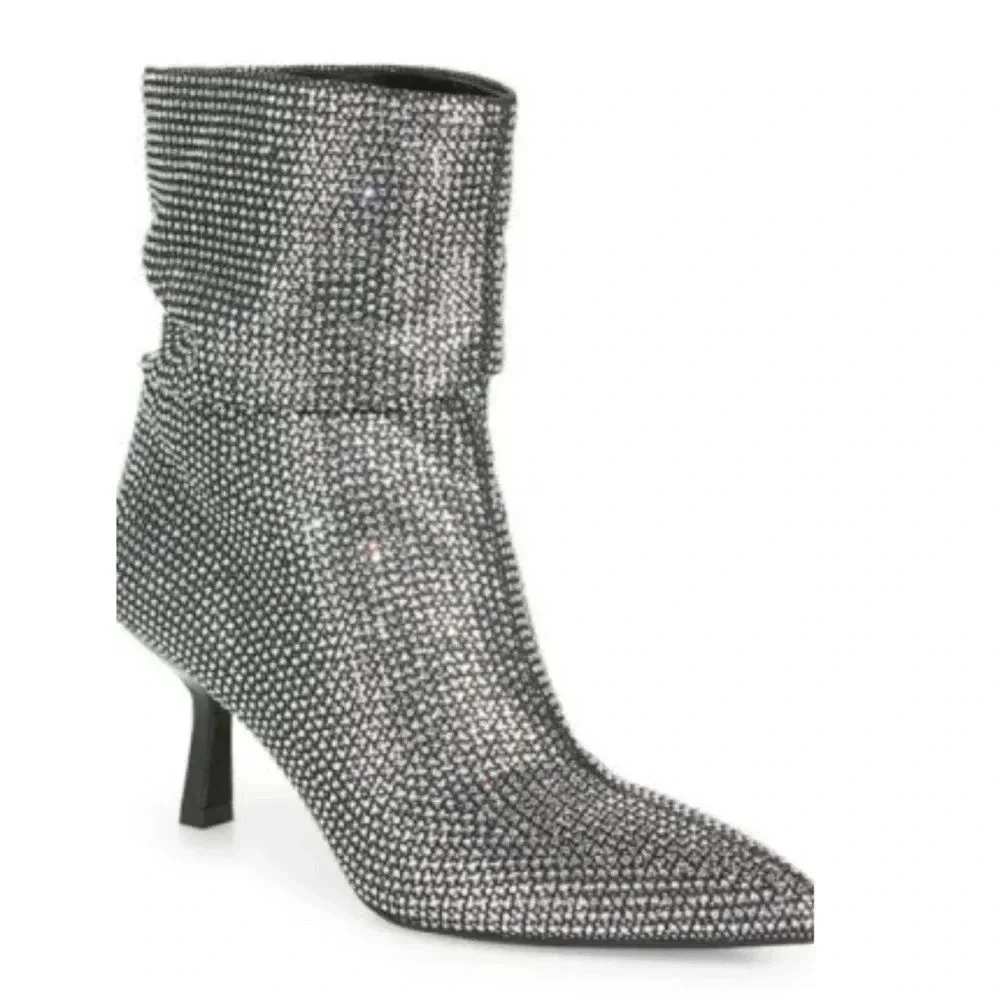 Open Edit Tilly Crystal Embellished Bootie in Silver Size 8.5